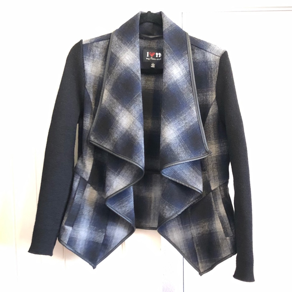 Navy Blue and Gray Sweater Jacket